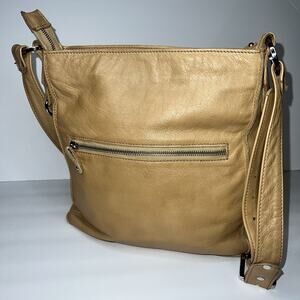Made In USA 100% Leather Crossbody Messanger Soft Tan 3 Pocket 42-48” Up-cycle